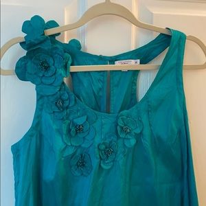 EUC Calypso sleeveless, silk jewel tone dress